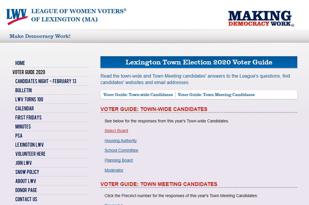 LWV candidates screenshot